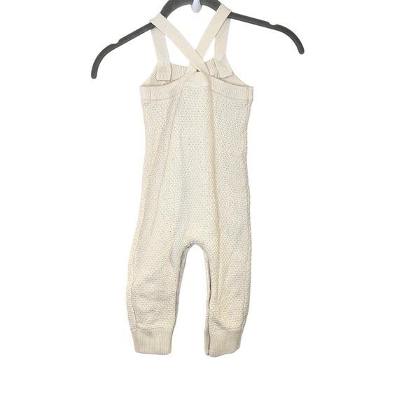 Hanna Andersson 18-24 Months Ivory Cable Knit Overalls Fisherman Cotton Knit - Picture 2 of 6